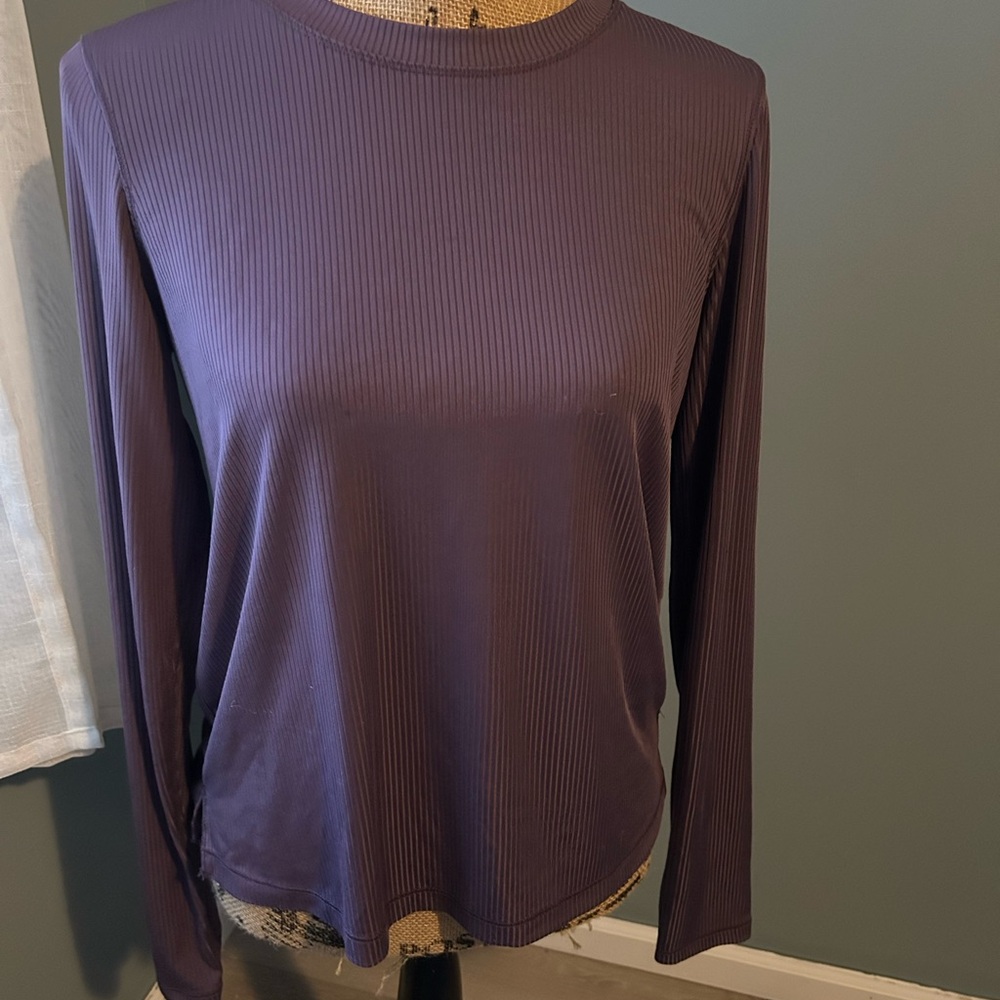 Danskin Ribbed Long Sleeve Top in Deep Purple